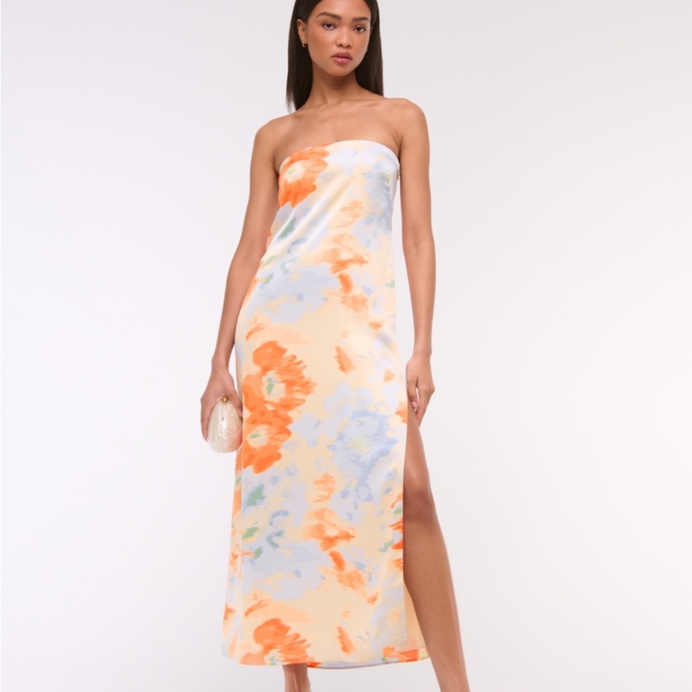 Abercrombie & Fitch Strapless Dress in Orange and Blue